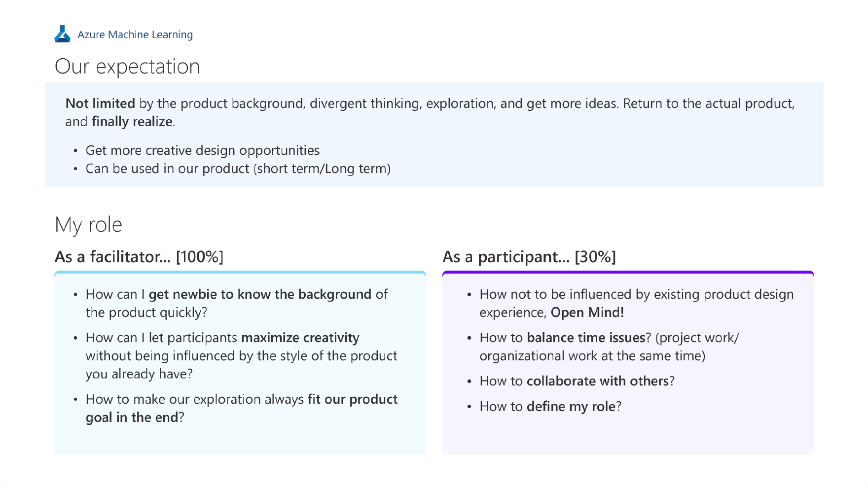 Design sprint facilitator and participant roles