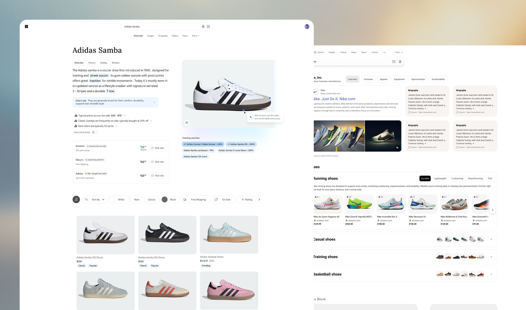 Bing Shopping search experience evolution