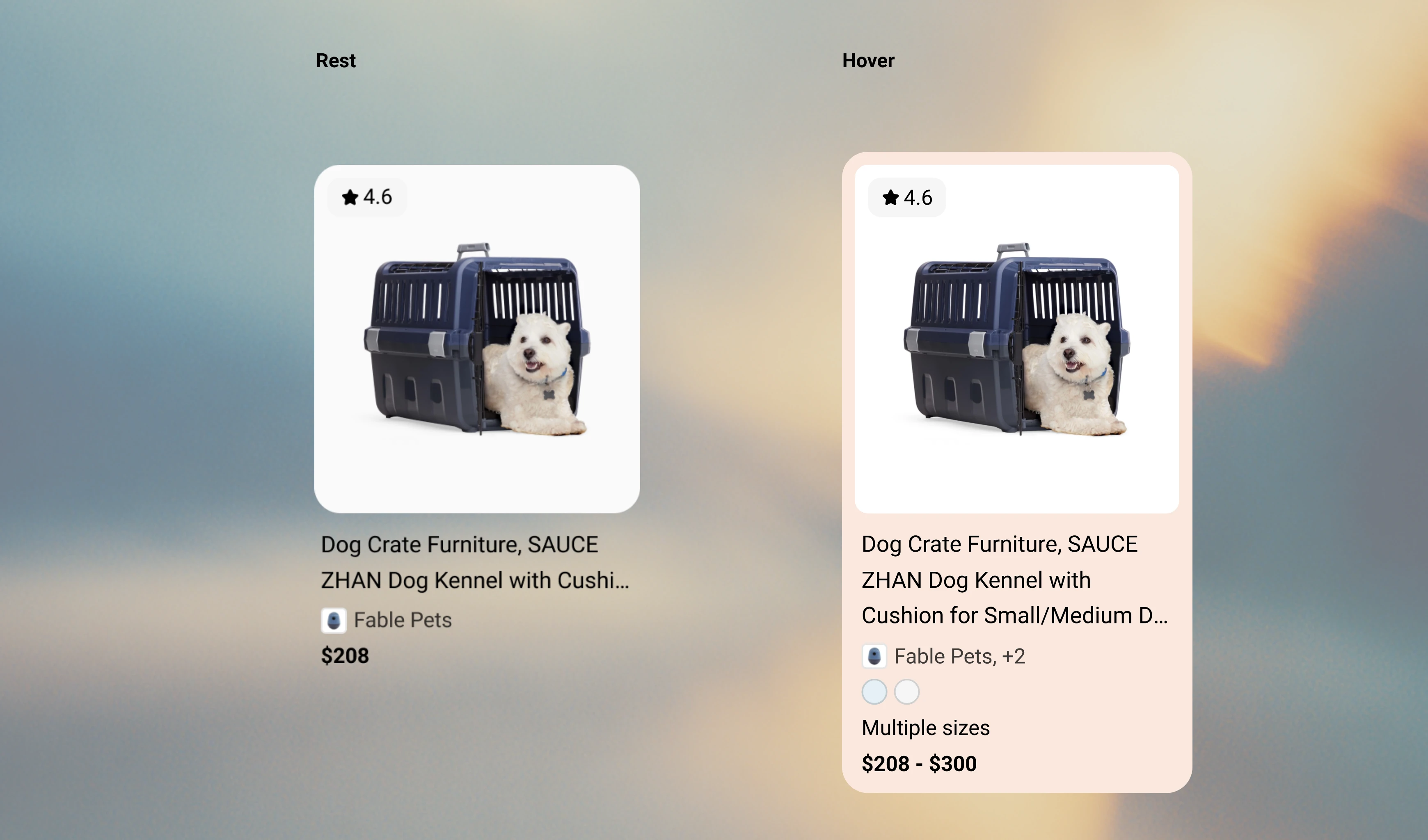 The same card shell with real product content
