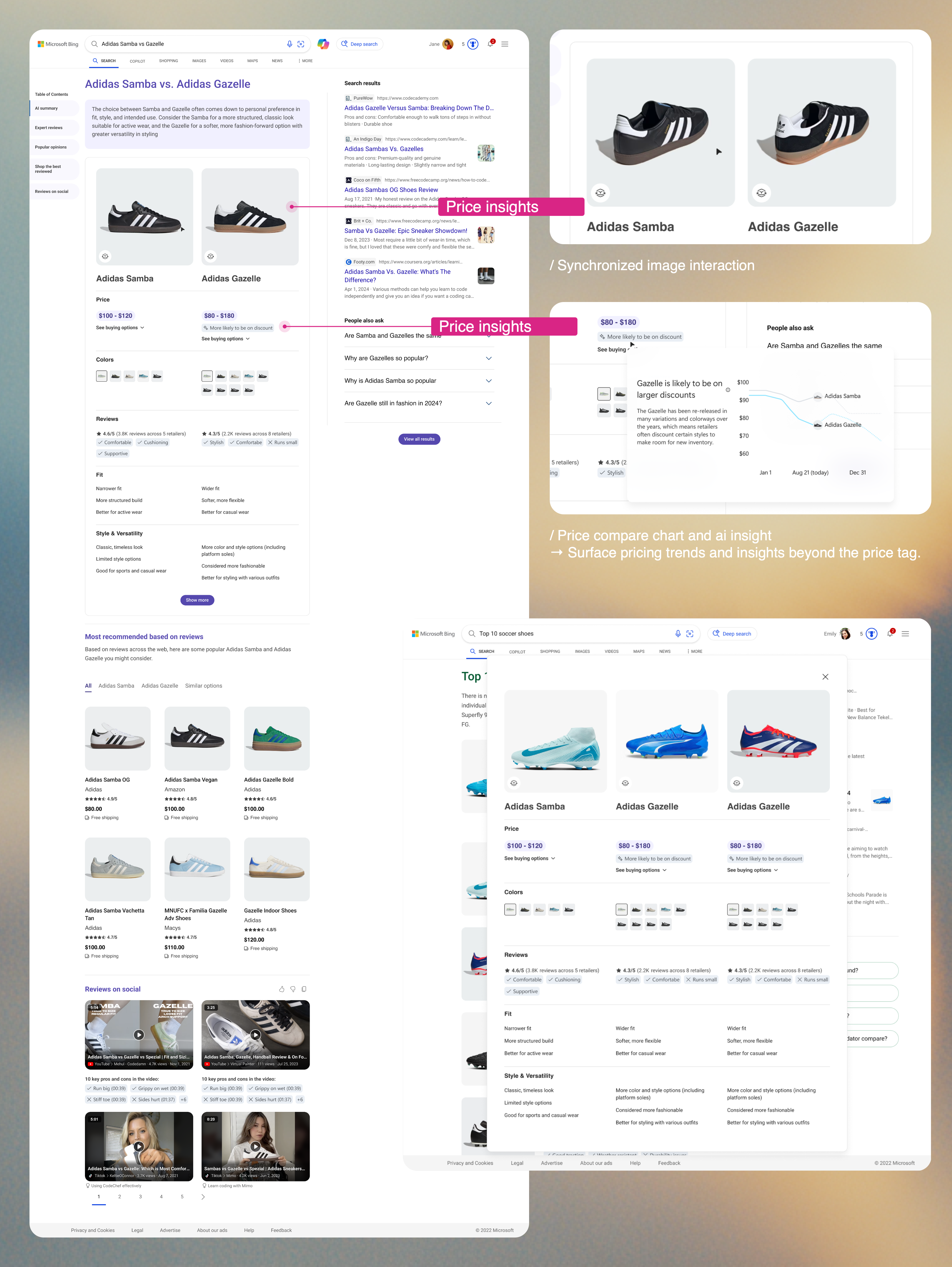 Review-focused answer design for serious comparison
